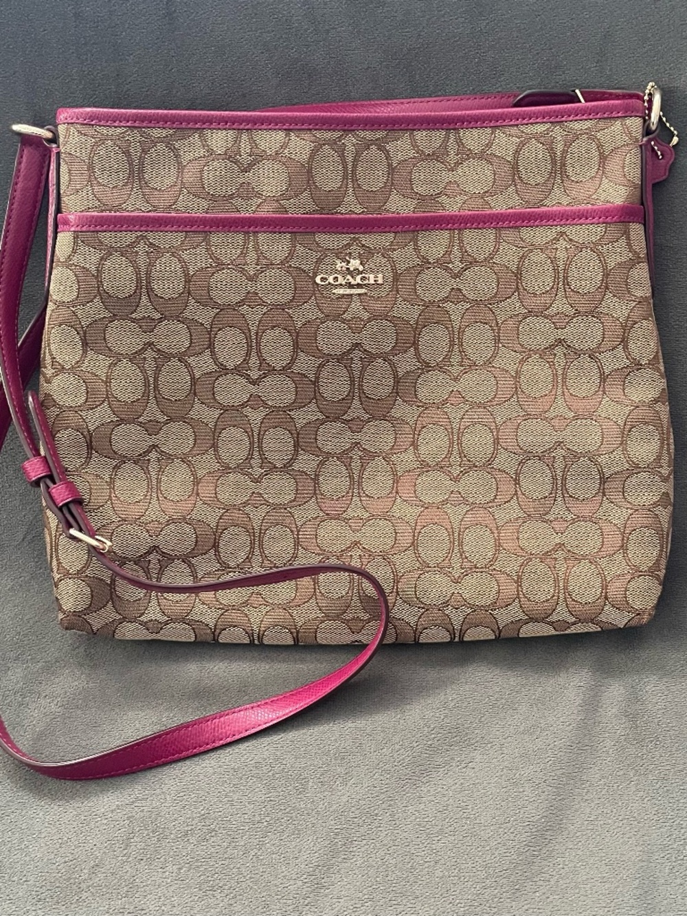 Tan/Magenta Coach Crossbody Bag